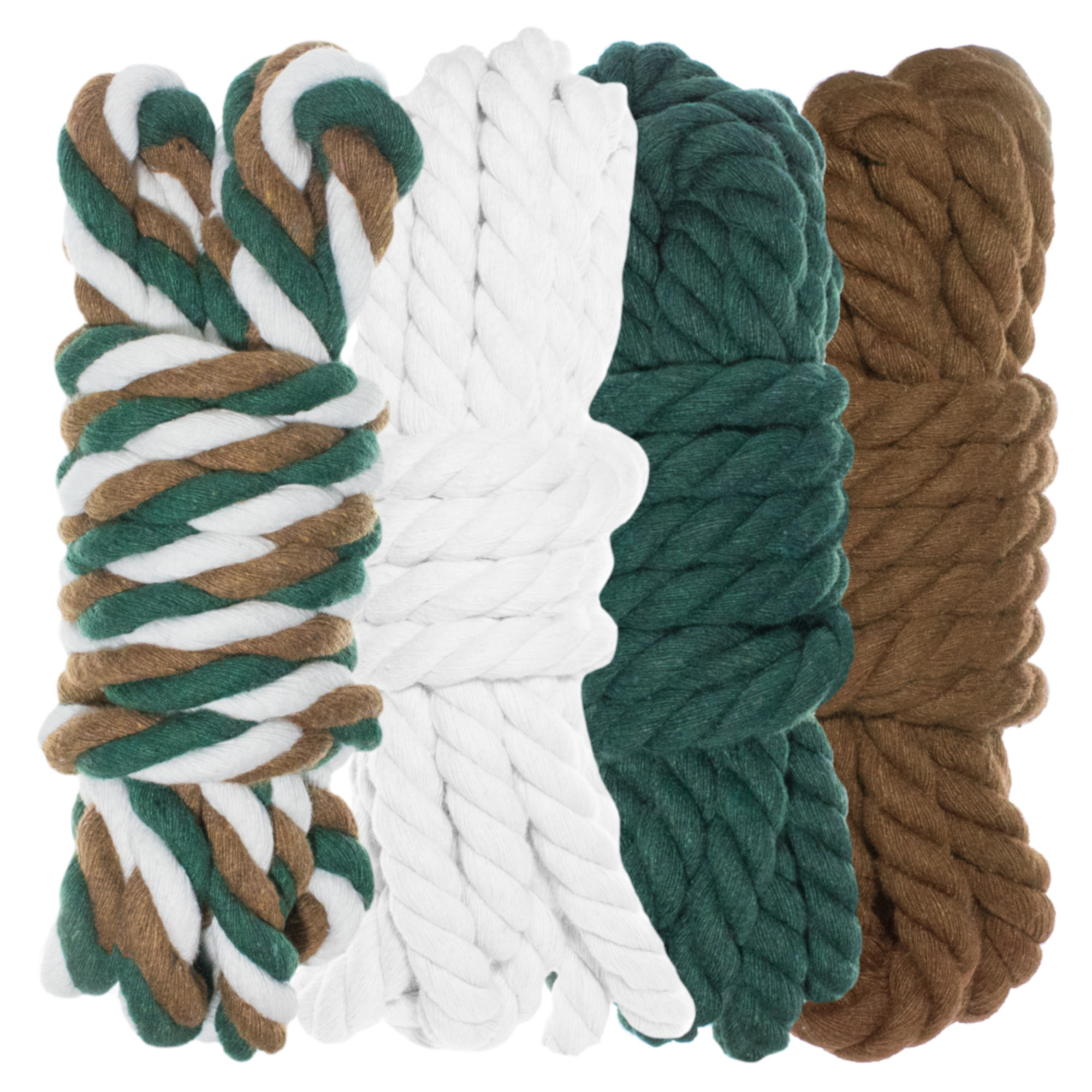 Twisted 3 Strand Natural Cotton Rope 40 and 100 Foot Kits in 1/4 inch and 1/2 inch - Soft Knot Tying Artisan Cord Decorative Crafting - Assorted